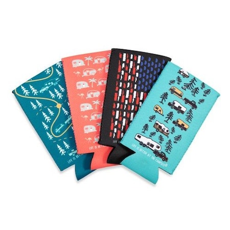 Camco LIFE IS BETTER AT THE CAMPSITE SKINNY CAN HOLDERS, 4PACK 53309